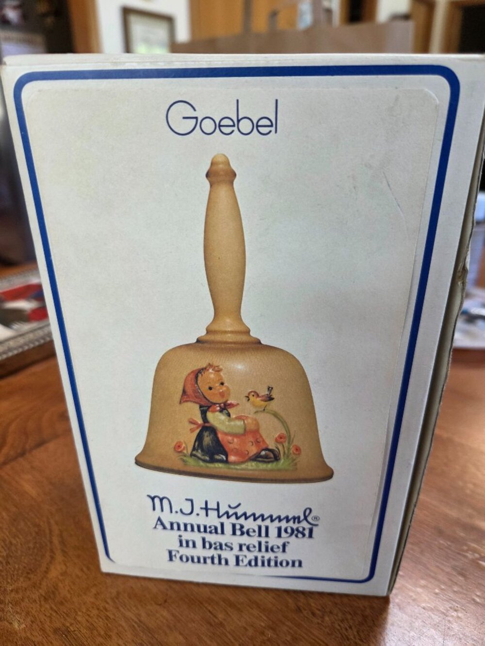 1981 GOEBEL HUMMEL BELL HAND PAINTED MOTIF GIRL WITH BIRD